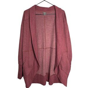 Eddie Bauer Womens Size M Camp Fleece Wrap Sweater Cardigan Ruby Red Gorpcore